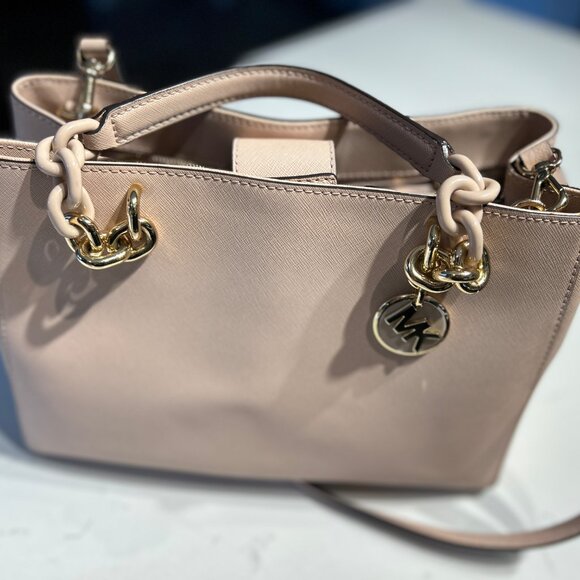 Michael Kors Pink Saffiano Leather Small Cynthia Tote - Picture 2 of 7